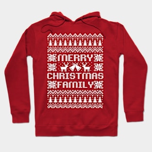 Ugly Christmas sweater Merry Christmas Family white text Hoodie